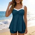 thumbnail image 6 of Ahdbta Tankini Swimsuits for Women Tummy Control Two Piece Bathing Suit Color Block Flowy Swim Tank Top with Boyshorts, 6 of 9