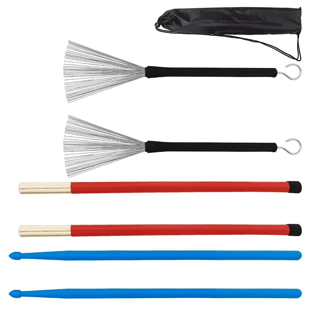 HOMEMAXS 2 Sets of Drumstick And Drum Wire Set Percussion Instrument Mallet And Drum Brush With Bag