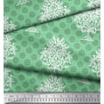 thumbnail image 3 of Soimoi Green Rayon Crepe Fabric Leaves & Floral Block Print Fabric by the Yard 46 Inch Wide, 3 of 3