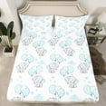 thumbnail image 2 of jejeloiu,Zoo Animal Elephant Bed Sheets,Dot Balloon Heart King Sheets,Blue White Sheet Set,Lightweight Room Decorative,4pcs, 2 of 7