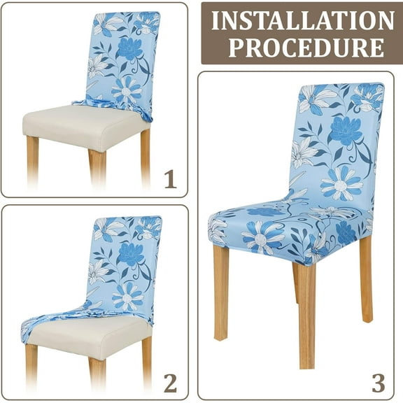 Floral Chair Covers for Dining Room Set of 4,Printed Stretchable Dining Chair Slipcover Washable Removable for Kitchen,Hotel,Restaurant,Ceremony Universal Size