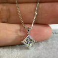 thumbnail image 2 of 2Ct Princess Cut Lab Created Diamond Solitaire Pendant 14K White Gold Plated., 2 of 2