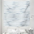 thumbnail image 1 of Harbour Stripe Tapestry, Abstract Brushstroke Nautical Ocean Horizontal Lines Soft Picture, Fabric Wall Hanging Decor for Bedroom Living Room Dorm, 5 Sizes, Night Blue White, by Ambesonne, 1 of 1