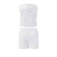 thumbnail image 4 of Men Summer Set Solid Color Sleeveless Hooded Tank Tops Shorts, 4 of 6