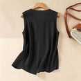 thumbnail image 6 of Lumtrix Womens Tank Tops Loose Fit Cotton Linen V Neck Henley Sleeveless Shirt Casual 2026 Summer Beach Top Black 2XL, 6 of 6