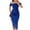 Blue, variant on Buigttklop Dress for Women 2024 Women'S Off-The-Shoulder Sequin Lace-Up Short Sleeve Solid Knee-High Dress