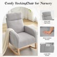thumbnail image 3 of Leather Glider Chair, Modern Rocking Chair, Nursery Faux Leather Glider Chair with Rubber Wood Legs and Side Pocket, Rocking Accent Armchair for Living Room, Bedroom, Light gray, 3 of 6