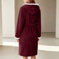 thumbnail image 4 of Sheghy Hooded Long Fleece Womens Robe Thick Absorbent Warm Loungewear Bathrobe, 4 of 7