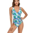 thumbnail image 2 of hirigin Women Bikini Romper, Sleeveless Deep Neck Solid Color / Flower Swimming Bodysuit Swimwear, 2 of 9