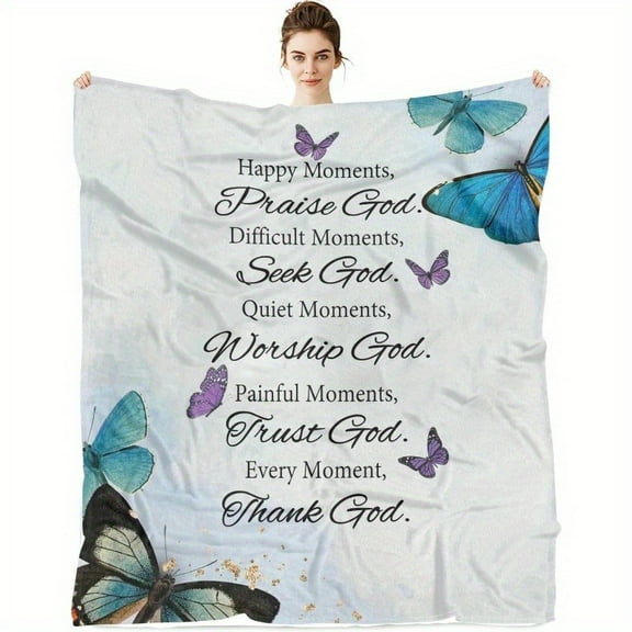 Christian Gifts for Women Inspirational Bible Verse Blanket Butterfly Blanket Religious Healing Warm Blanket Birthday Religious Gifts for Women
