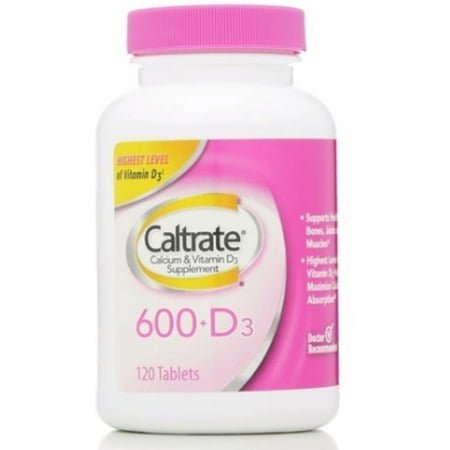 Caltrate Calcium & Vitamin D, 600+D, Tablets 120 ea (Pack of 6)