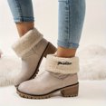 thumbnail image 2 of SACFOF Winter Snow Boots for Women Mid Heel Ankle Booties Faux Suede Fur Lined Slip-on Shoes, 2 of 5