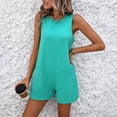 thumbnail image 6 of Women's Sleeveless Crew Neck Romper with Pockets Casual Loose Summer Short Jumpsuit, 6 of 9