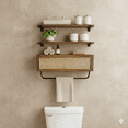 thumbnail image 3 of Autumn Alley Farmhouse Floating Shelves for Bathroom – Above Toilet Shelves with Rattan Basket Caning Organizer, Wood Floating Shelf Bathroom Storage, Wall Shelves Bathroom Décor, 3 Tier, 3 of 10