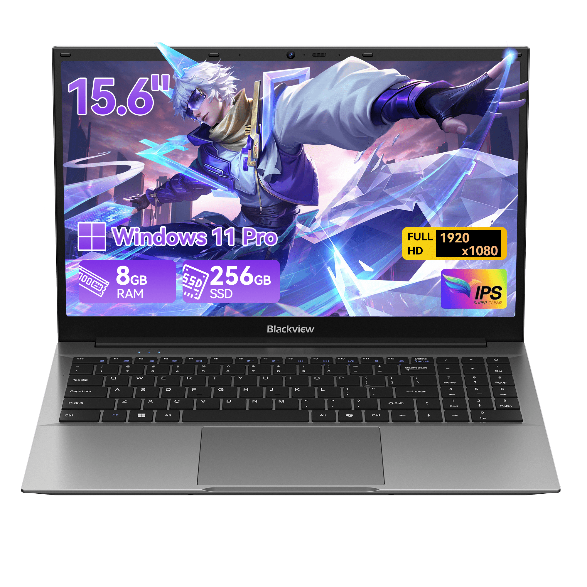 Blackview AceBook 5 15.6" Laptop, 8GB RAM 256GB M.2 SSD, Intel N6000 4-Core CPU, 1080P FHD Screen, Windows 11 Pro, WiFi 5 Bluetooth 5.0, HDMI Type-C Port, Slim Notebook for Daily Study Home Office