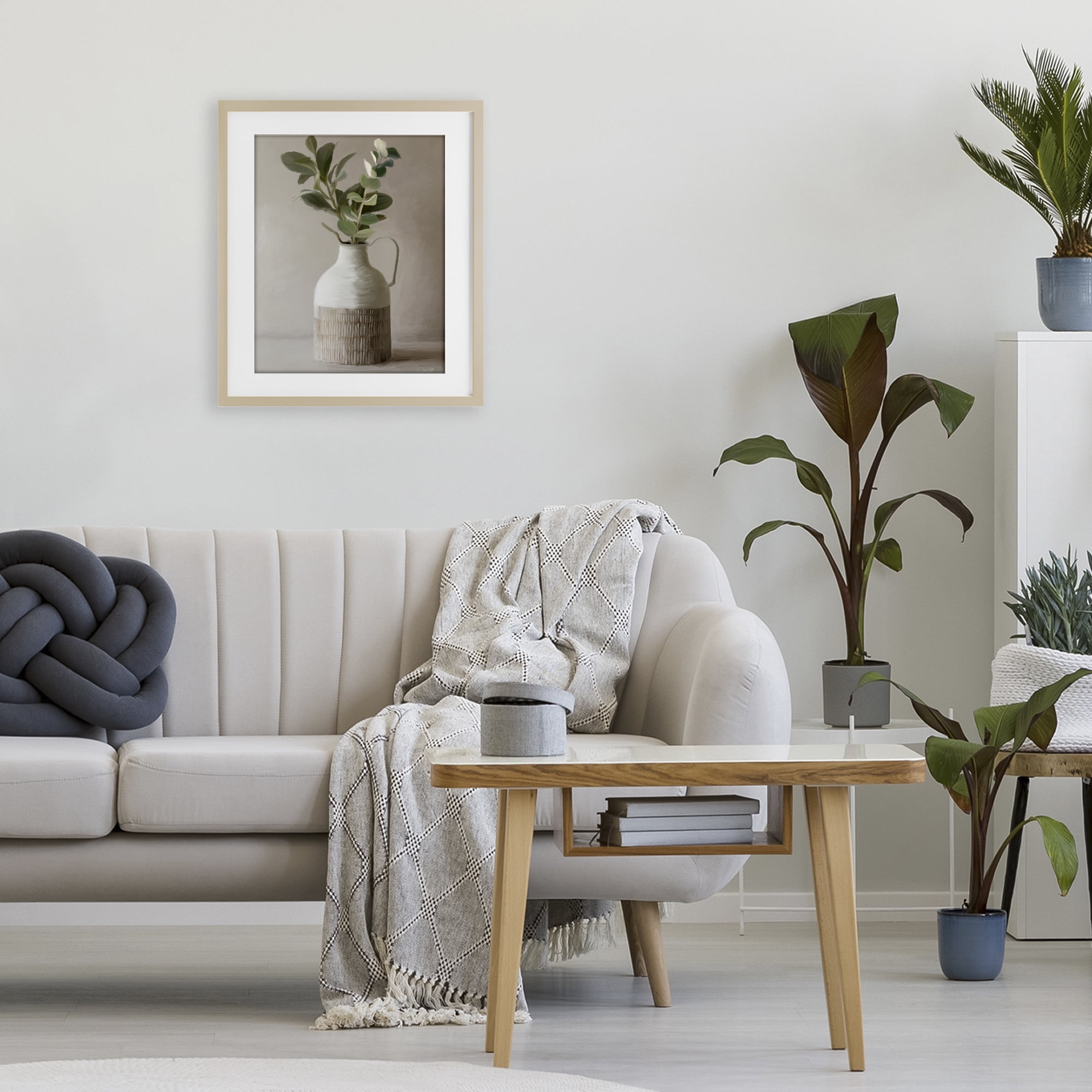 Stupell Industries Eucalyptus In Vase Birch Framed Print Under Glass, design by House Fenway