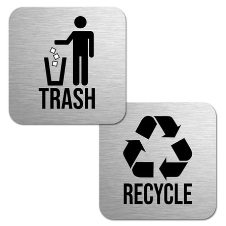 Trash and Recycle Stickers Set of 2 Outdoor Indoor Kitchen Home Office Organization Garbage Bin and Waste Basket Label