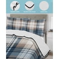 thumbnail image 4 of Blue Brown Plaid Twin Size Down Alternative Comforter, Lightweight Comforter Quilt Bedding Set with Pillow Shams Vintage Abstract Stripes Lattice All Seasons Bed Comforter Duvet Insert 68"x86", 4 of 7
