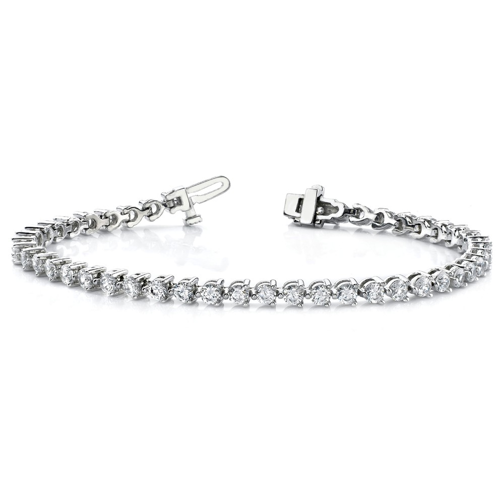 14K White Gold bracelet Tennis Diamond Lab Grown Round 2.5 mm