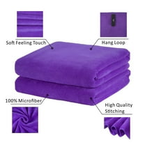 2-Pieces Bath Towel Set For Bathroom,Ultra Absorbent Solid Purple 30"x60"