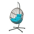 thumbnail image 4 of Abble Gray Wicker Hanging Swing Chair with Cushion and Stand - Aqua, 4 of 5