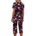 thumbnail image 4 of Goodtrade8 2 Piece Sleepwear for Women with Pocket Short Sleeve Sleepwear V-Neck Flower Casual Womens Pajama Sets, 4 of 6