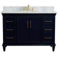 thumbnail image 3 of 49 in. Single Wooden Vanity  Blue with White Carrara Marble Oval Sink, 3 of 14