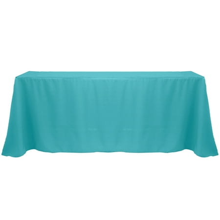 

Ultimate Textile (5 Pack) 108 x 156-Inch Rectangular Polyester Linen Tablecloth with Rounded Corners - for Wedding Restaurant or Banquet use Turquoise Blue