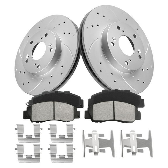 Aurogenix Front Brake Kit, Compatible With 1998-2002 Honda Accord 3.0L, Geomet Coated Front Rotors, Drilled Brake Rotors & Ceramic Brake Pads, 281.6mm 11.1in