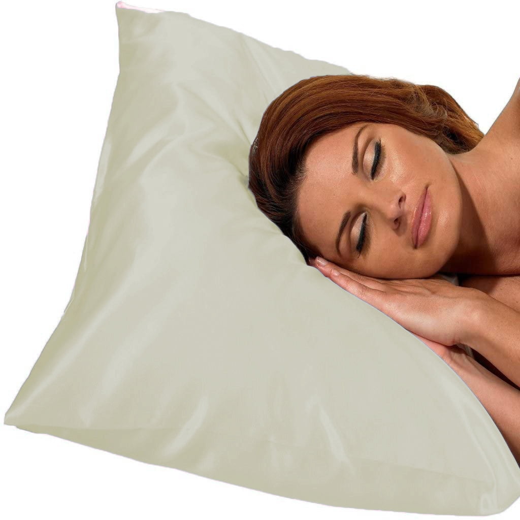 Gilbin Satin Pillowcase for Hair and Skin Silk Pillowcases Set of 4 - with Envelope Closure - with Hidden Zipper - King Satin Pillowcase (Beige)