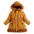 thumbnail image 5 of Shadoumai Kids Girls Winter Coats Heavyweight Lined Jackets Windproof Hooded Outerwear with Waist Belt 5-10 Years, 5 of 9