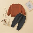 thumbnail image 5 of TOWED22 Toddler Boys Soft Clothes 2 Piece Set Long Sleeve Printed Crewneck Tee Elastic Waist Sweatpants Fall Winter Outfits(Coffee,18-24 M), 5 of 8