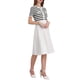 thumbnail image 4 of Vestido de suéter de rayas para mujer INSPIRE CHIC, vestido de punto de manga corta con vuelo, 2025, 2XL, negro, 4 of 5