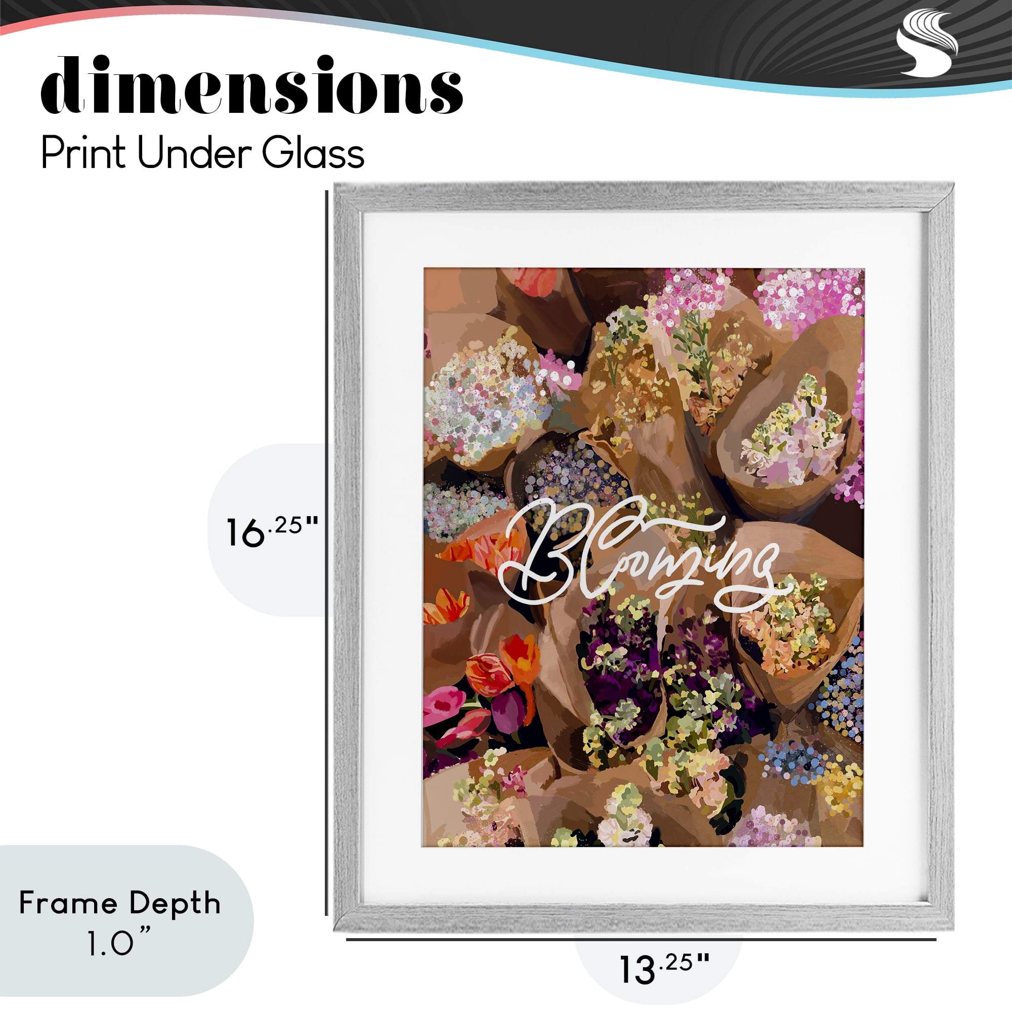 Stupell Industries Blooming Spring Bouquets Gray Framed Print Under Glass, design by Amelia Noyes