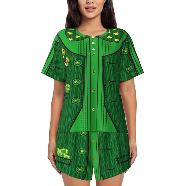 Fotbe St Patrick's day Conjunto de Pijama Estampado para Mujer, 2 Piezas, Ropa de Dormir con Camiseta de Manga Corta y Shorts Suaves-4X-Large