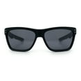 thumbnail image 6 of Xloop Mens Rectangle Sport Classic Wrap Horned Plastic Sunglasses All Black, 6 of 8