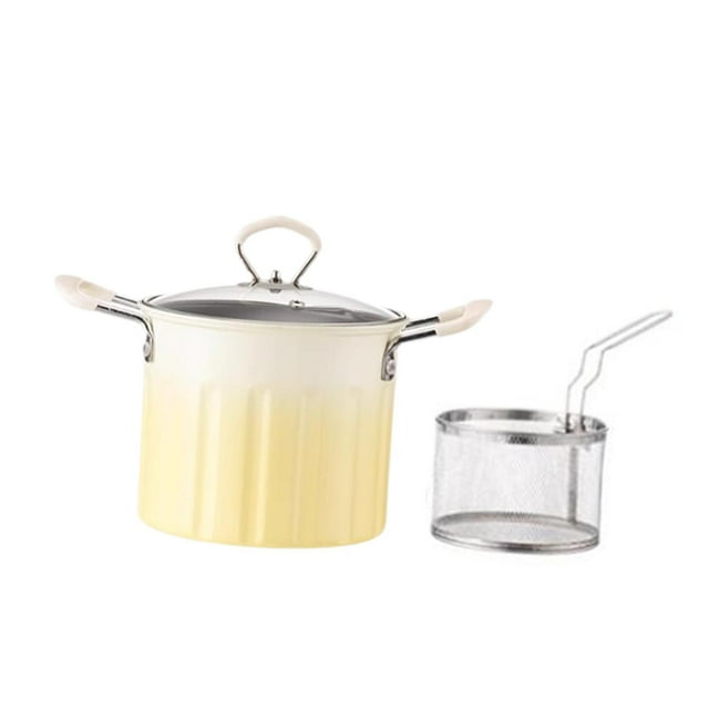 Pot de freír con tapa de vidrio de cesta de freír Nintick Non -Stick Universal French Fries Pot 3L Capacidad para papas fritas Hervido para acampar Pi