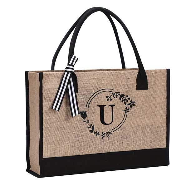 Bolsa de yute/lona, bolsa de regalo personalizada con bolsillo interior con cremallera bordado para bodas, cumpleaños, playa, vacaciones, gran regalo para mujeres, mamá, maestras