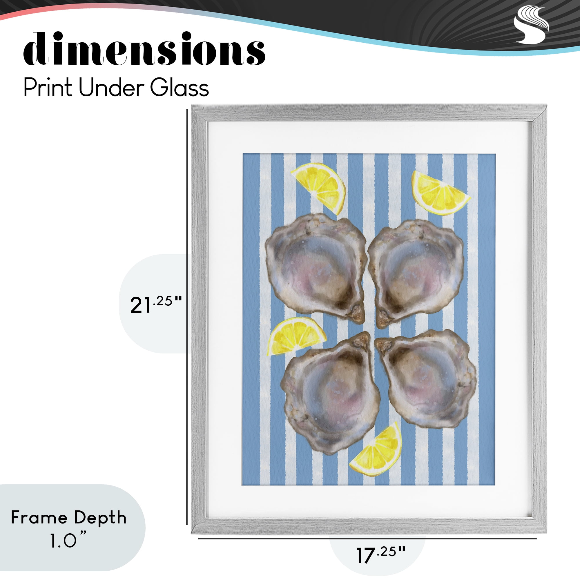 Stupell Industries Blue Stripe Oysters Gray Framed Print Under Glass, design by Matthew Piotrowicz