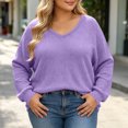 thumbnail image 2 of Enjoytime Plus Size Tops for Women Trendy Knit V-Neck Long Sleeve Shirts Loose Casual Fashion Fall Clothes 2026, 2 of 6