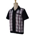 thumbnail image 2 of Men's Shirts Black Contrast Plaid Casual Shirts, 2 of 5