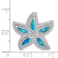 thumbnail image 2 of 925 Sterling Silver Rhodium Plated Simulated Blue Opal Sea shell Nautical Starfish Slide 22.83mm long 2.85mm Thick Penda, 2 of 2