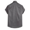 thumbnail image 4 of Camisa casual de manga corta con solapa de botón y rayas delgadas para hombre Pompotops  oipoqjl43498, 4 of 9