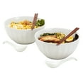 thumbnail image 5 of Infuse 8 Piece Ceramic Ramen Bowl Set with Chopsticks and Spoons, White, 5 of 6