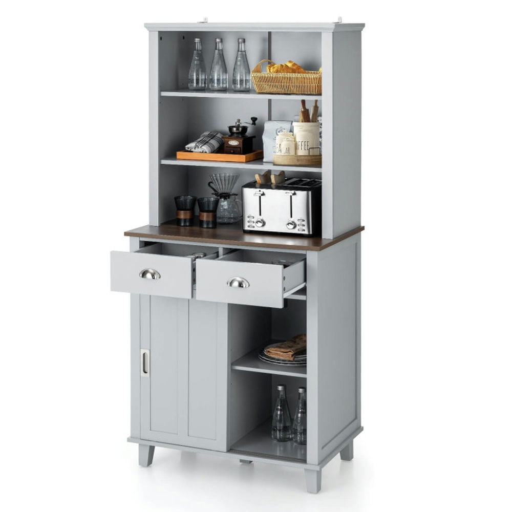 Finihen Kitchen Storage Cabinet, Buffet Sideboard, 67 inches Freestanding Kitchen Pantry Cabinet with Sliding Doors, for Dining Room, Kitchen, Living Room, Gray Finihen Kitchen Storage Cabinet, Buffet Sideboard, 67 inches Freestanding Kitchen Pantry Cabinet with Sliding Doors, for Dining Room, Kitchen, Living Room, Gray