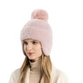 thumbnail image 2 of Ynynloco Women's Solid Color Warm Fleece Lined Ear Flap Detachable Pompom Beanies Gifts Cold Weather for Women, 2 of 3