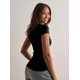 thumbnail image 4 of Camiseta de Mujer con Escote en V Profundo, Color Liso, Corta, Ajustada, para y Verano. Negro L, 4 of 10