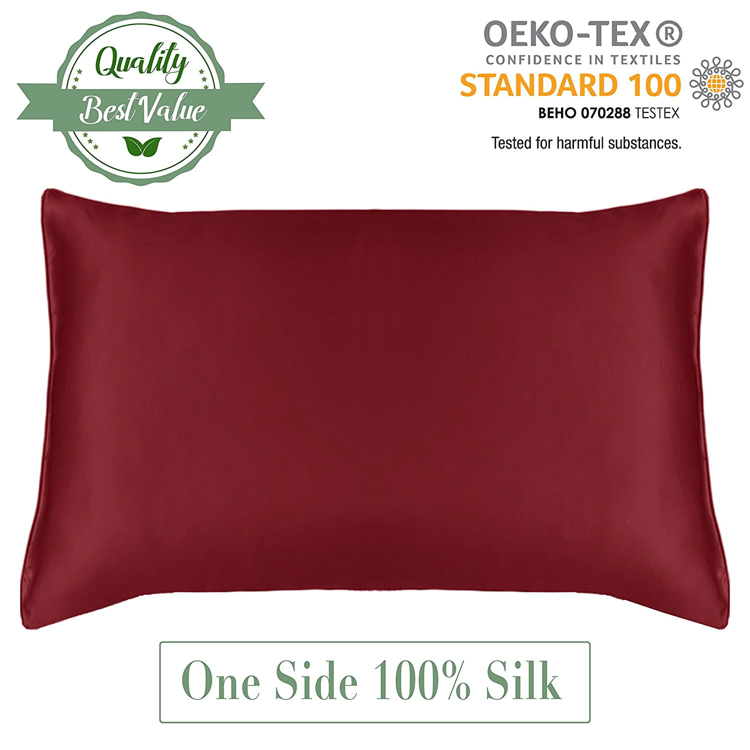 MYK 100 Pure Natural Mulberry Silk Pillowcase, 19 Momme with Cotton