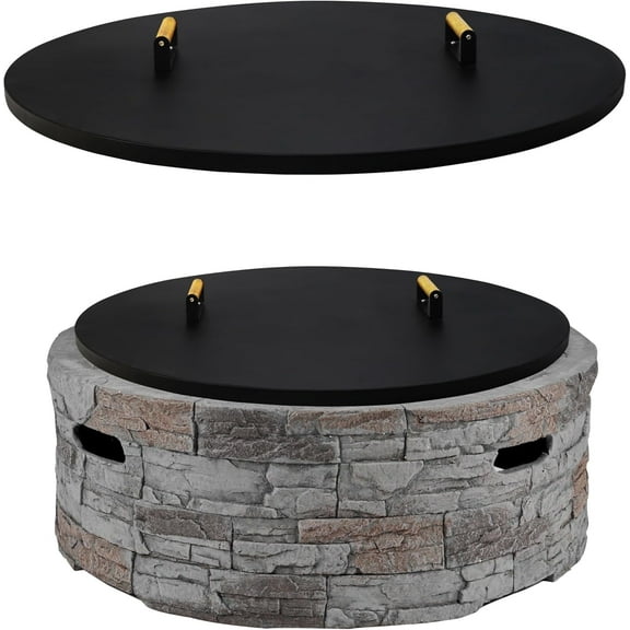 FEBTECH Fire Pit Shield 38 Inch - 16 Gauge Heat Resistant Coated Carbon Steel - Compatible with Fire Pits Inside Diameter Up to 36"