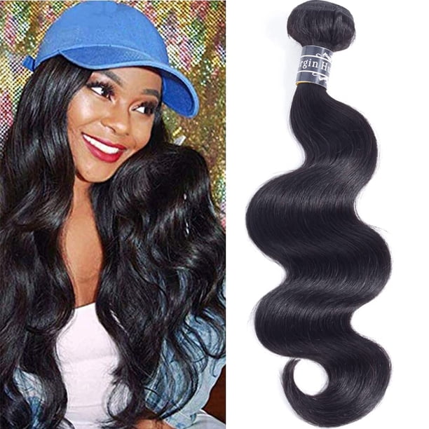 Amella Hair Brasileño Body Wave Un paquete 20 pulgadas Sin procesar Brasileño Virgen Natural Negro 8A Body Wave Trama de cabello humano